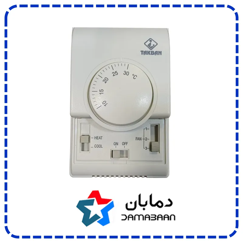 ترموستات اتاقی ۳۵ درجه با کلید دور موتور مدل 500 TCR سقفی سه دور تکبان